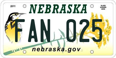 NE license plate FAN025