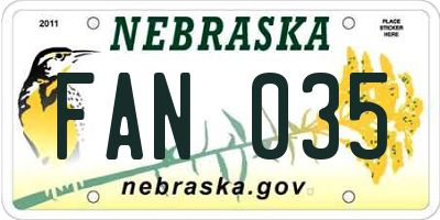 NE license plate FAN035