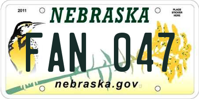 NE license plate FAN047