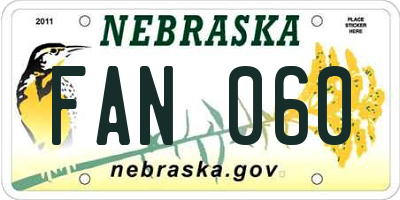 NE license plate FAN060