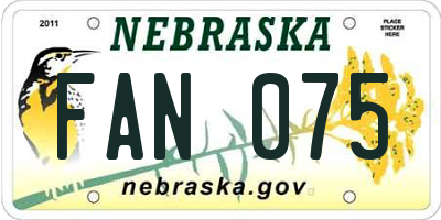 NE license plate FAN075