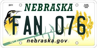 NE license plate FAN076