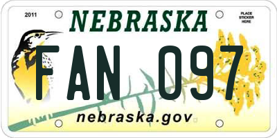 NE license plate FAN097