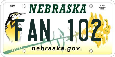 NE license plate FAN102
