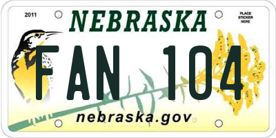 NE license plate FAN104