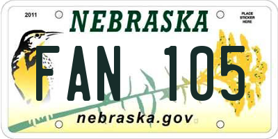 NE license plate FAN105