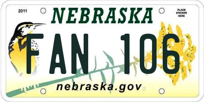 NE license plate FAN106