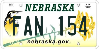 NE license plate FAN154