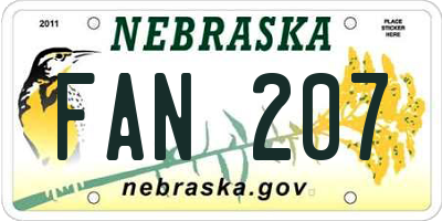 NE license plate FAN207