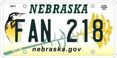 NE license plate FAN218
