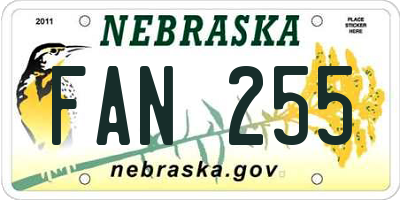 NE license plate FAN255