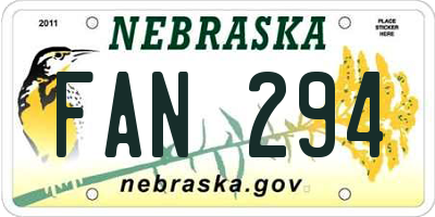 NE license plate FAN294