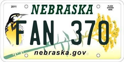 NE license plate FAN370