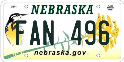 NE license plate FAN496