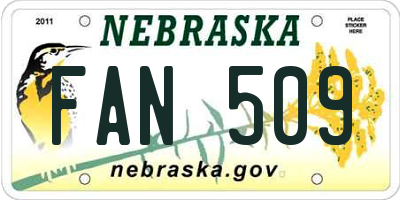 NE license plate FAN509