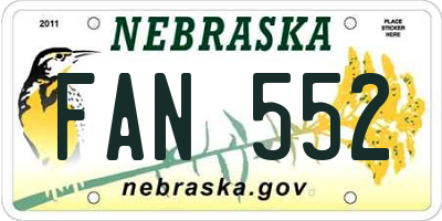 NE license plate FAN552