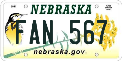NE license plate FAN567