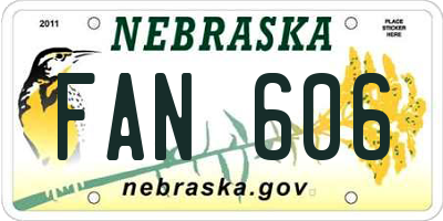 NE license plate FAN606