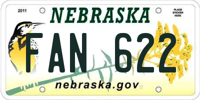 NE license plate FAN622