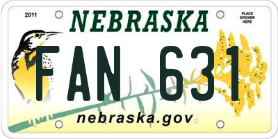 NE license plate FAN631