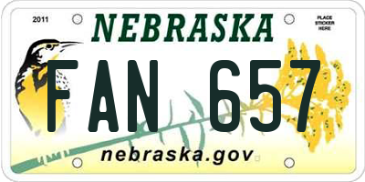NE license plate FAN657
