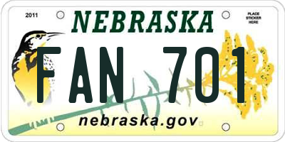 NE license plate FAN701