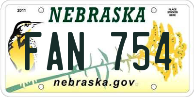 NE license plate FAN754