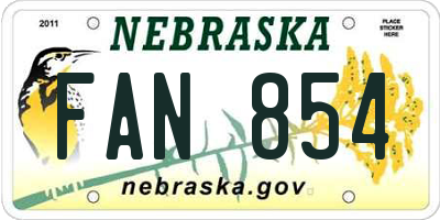 NE license plate FAN854