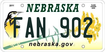 NE license plate FAN902