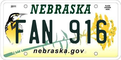 NE license plate FAN916