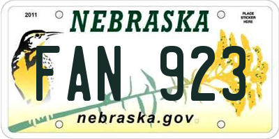 NE license plate FAN923