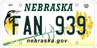 NE license plate FAN939