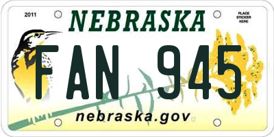 NE license plate FAN945