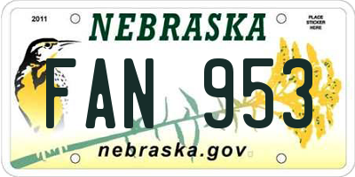 NE license plate FAN953