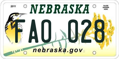 NE license plate FAO028