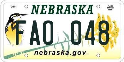 NE license plate FAO048