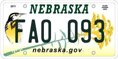 NE license plate FAO093