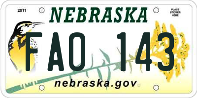NE license plate FAO143