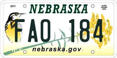 NE license plate FAO184