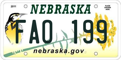 NE license plate FAO199