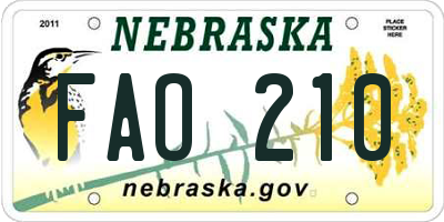 NE license plate FAO210