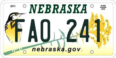 NE license plate FAO241