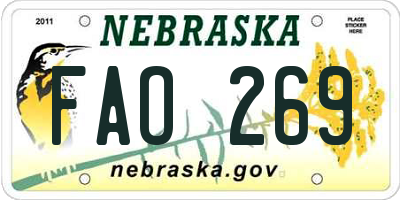 NE license plate FAO269