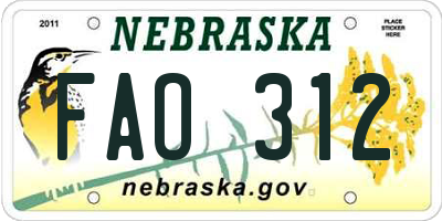 NE license plate FAO312
