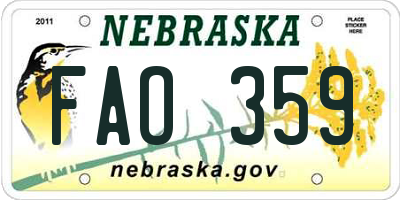NE license plate FAO359