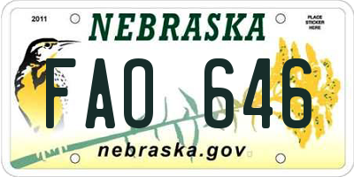 NE license plate FAO646