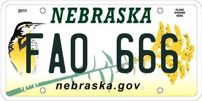 NE license plate FAO666