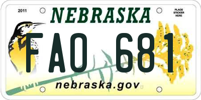 NE license plate FAO681