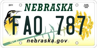 NE license plate FAO787
