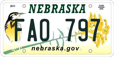 NE license plate FAO797